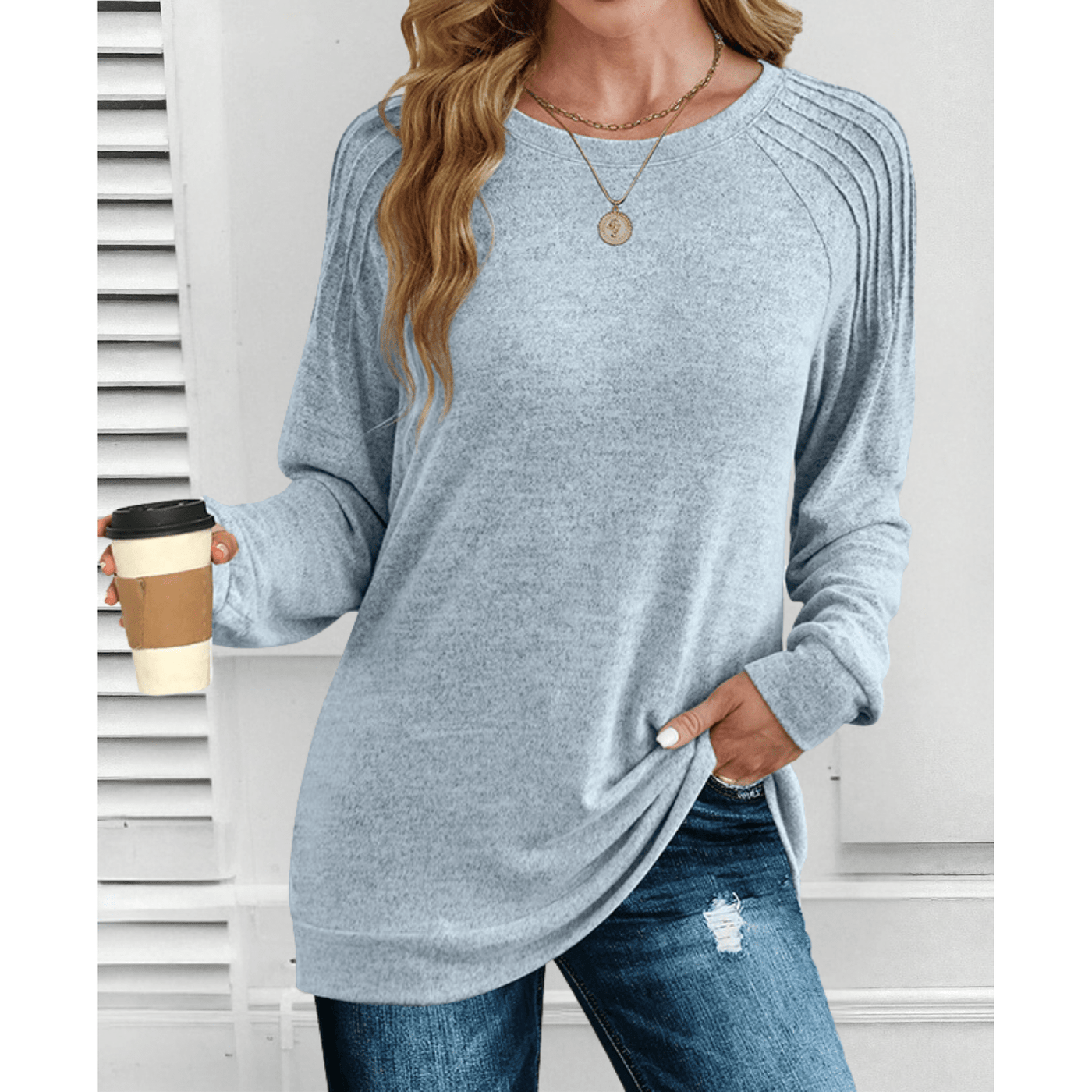 Brenna | Cozy Knit Long Sleeve Blouse
