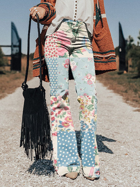 Kristen | Patchwork Flared Pants