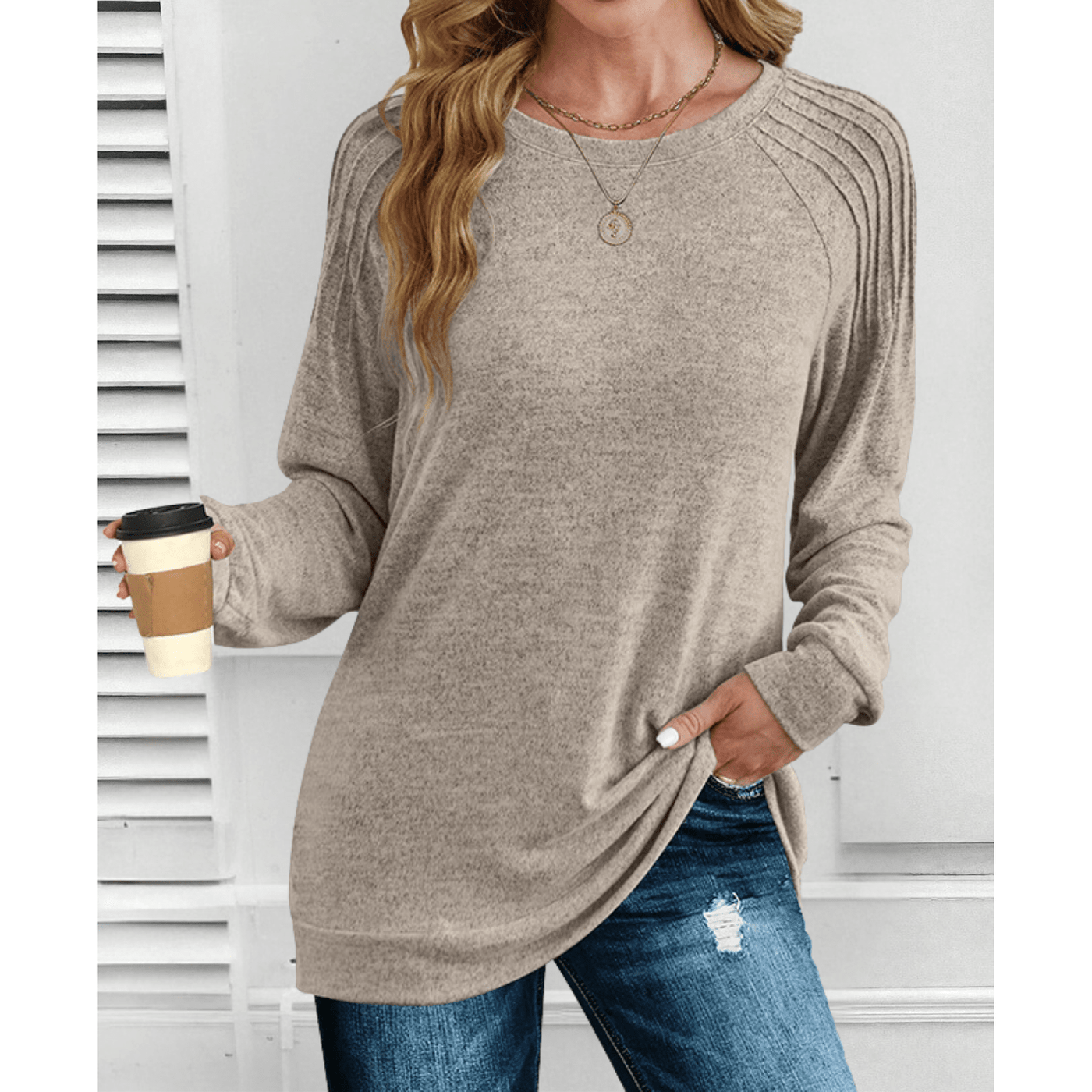 Brenna | Cozy Knit Long Sleeve Blouse