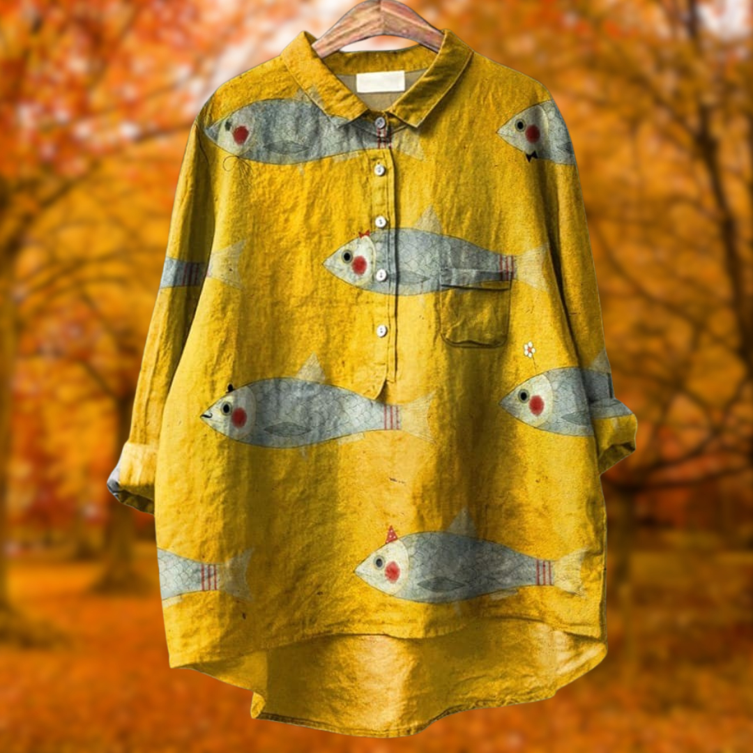 Marina | Playful Fish Print Shirt