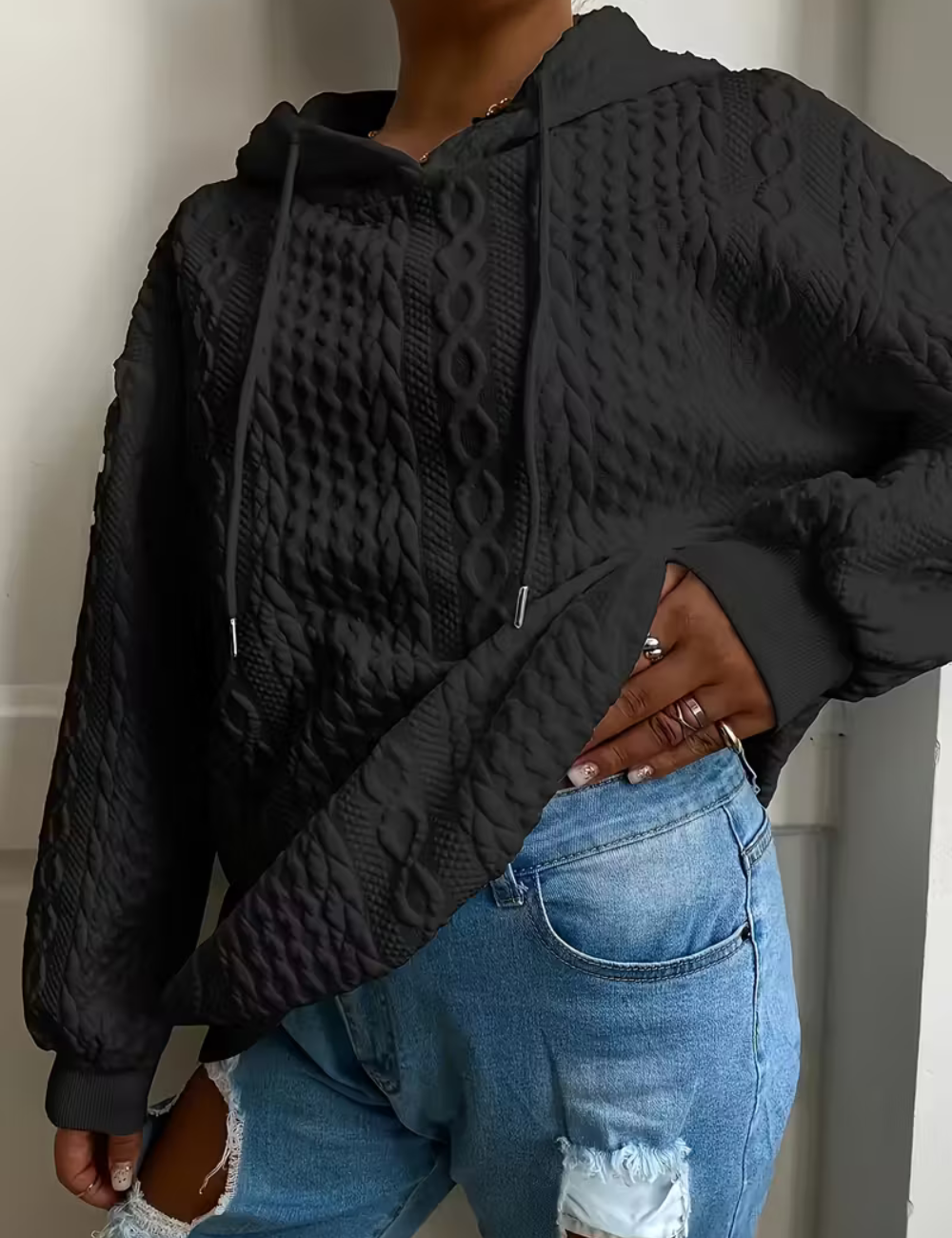 Nicole | Cable Knit Hoodie Sweater