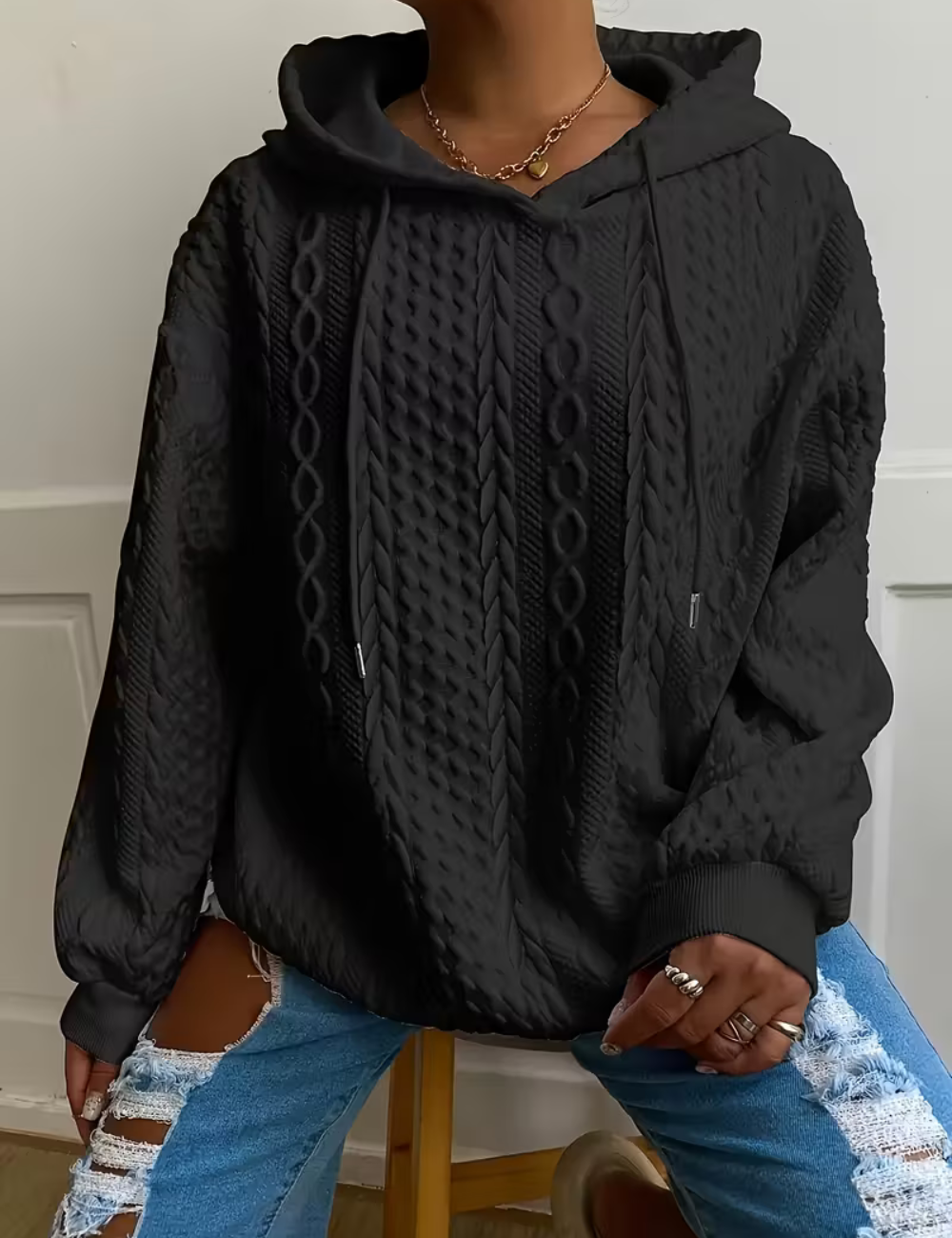 Nicole | Cable Knit Hoodie Sweater