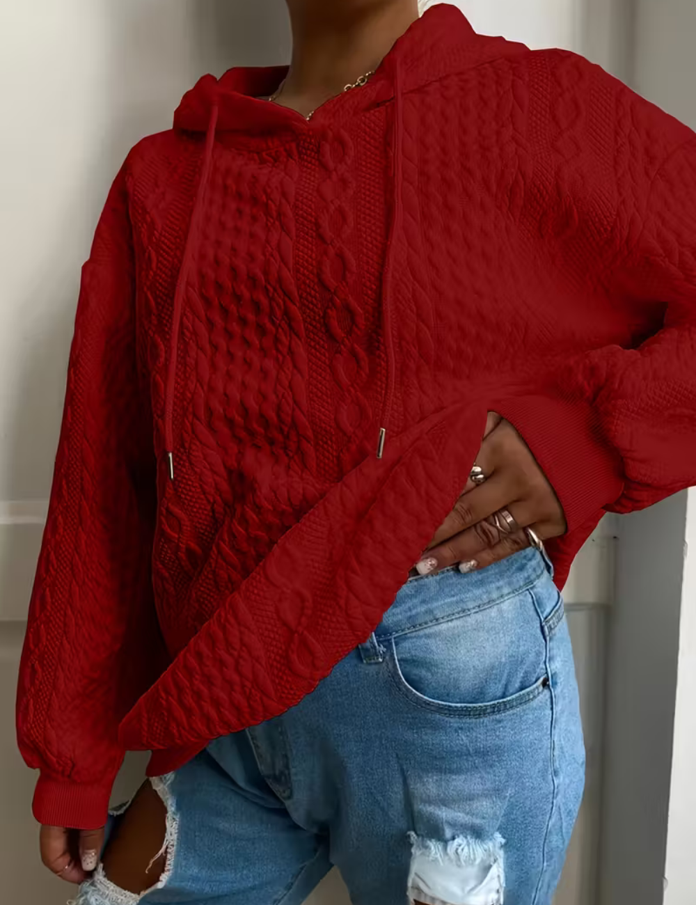 Nicole | Cable Knit Hoodie Sweater