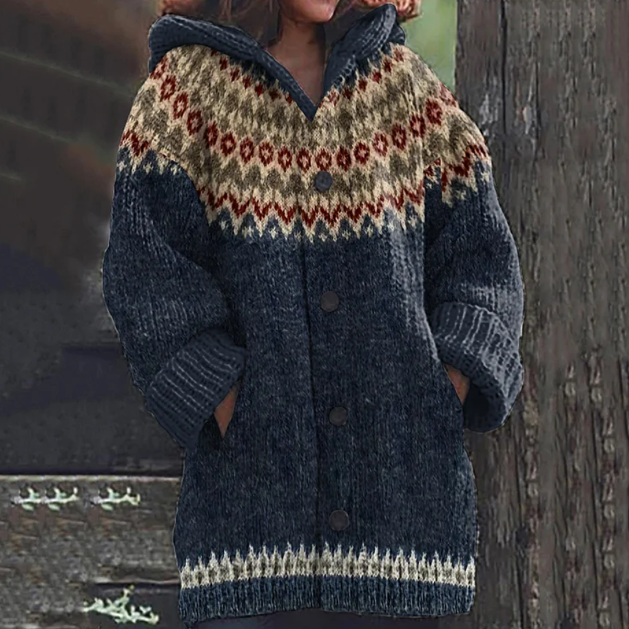 Deborah  | Nordic Hooded Knit Cardigan