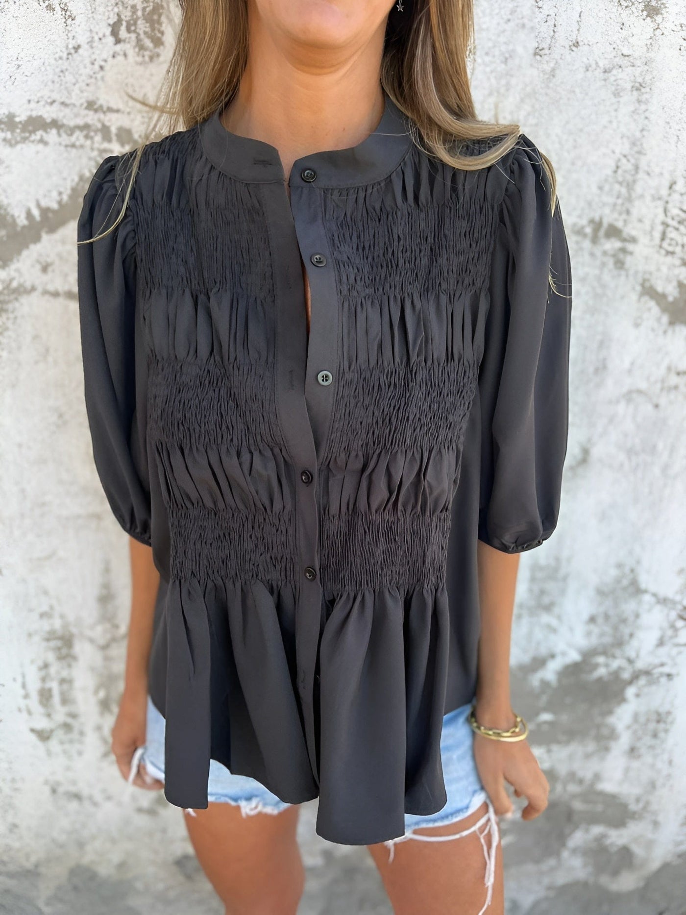 Helene | Smocked Peplum Blouse