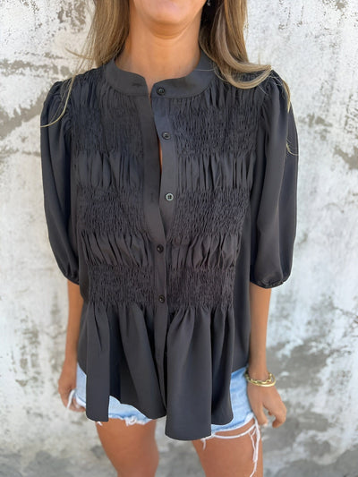 Helene | Smocked Peplum Blouse