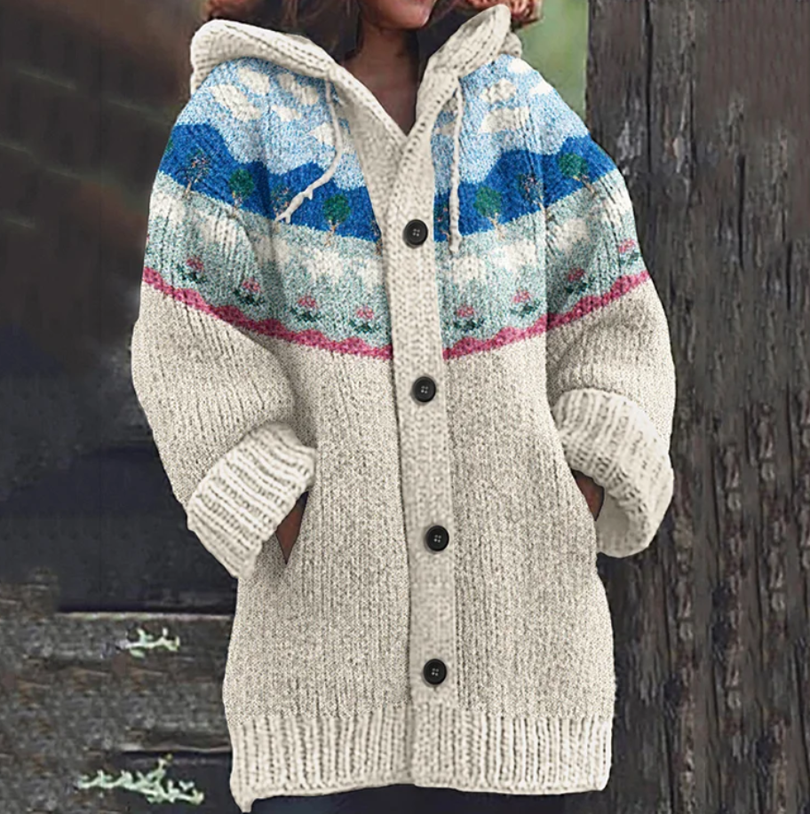 Holland | Nordic Pattern Hooded Cardigan