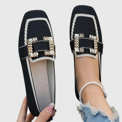 Risa | Crystal Buckle Loafers