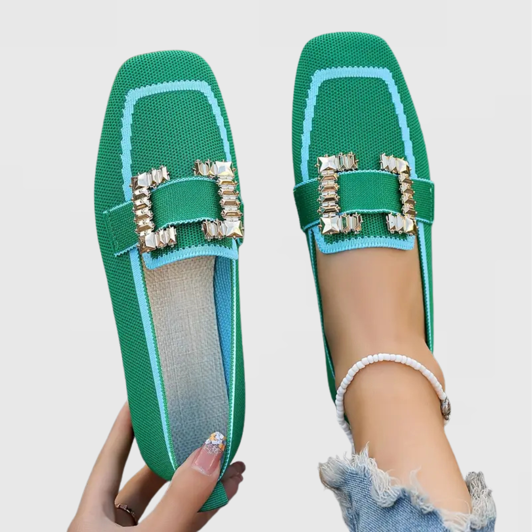 Risa | Crystal Buckle Loafers