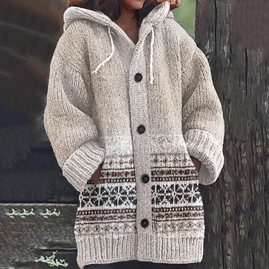 Holland | Nordic Pattern Hooded Cardigan