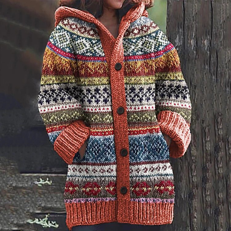 Josette | Colorful Nordic Hooded Cardigan