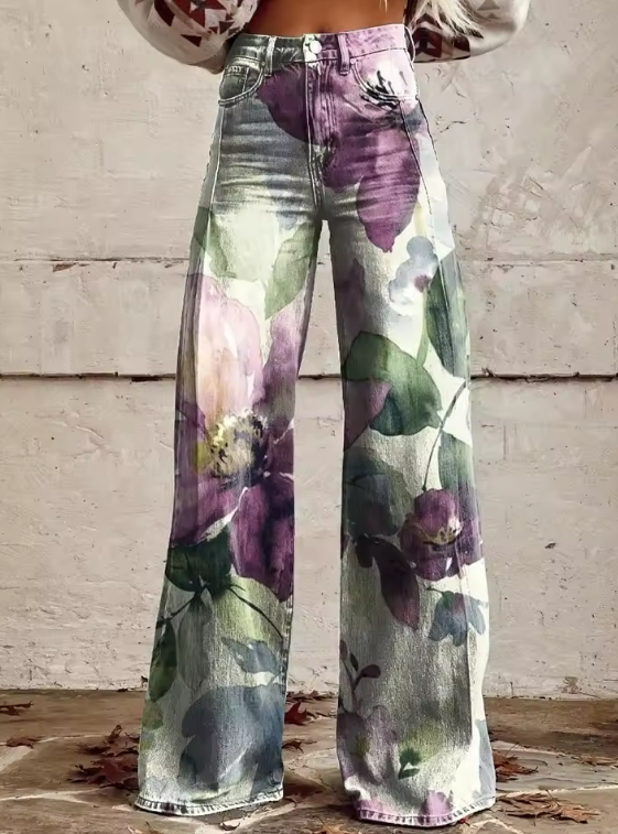 Abrielle | Watercolor Floral Pants