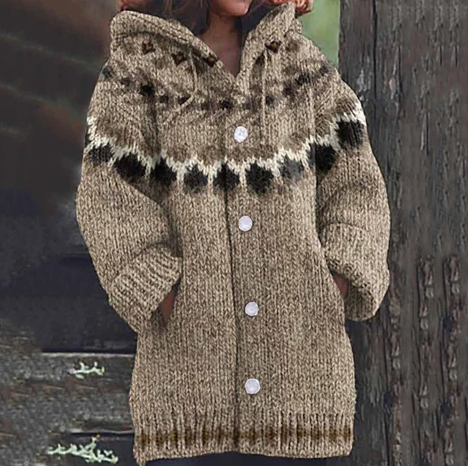 Celestina | Nordic Knit Hooded Cardigan