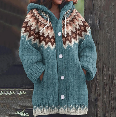 Deborah  | Nordic Hooded Knit Cardigan
