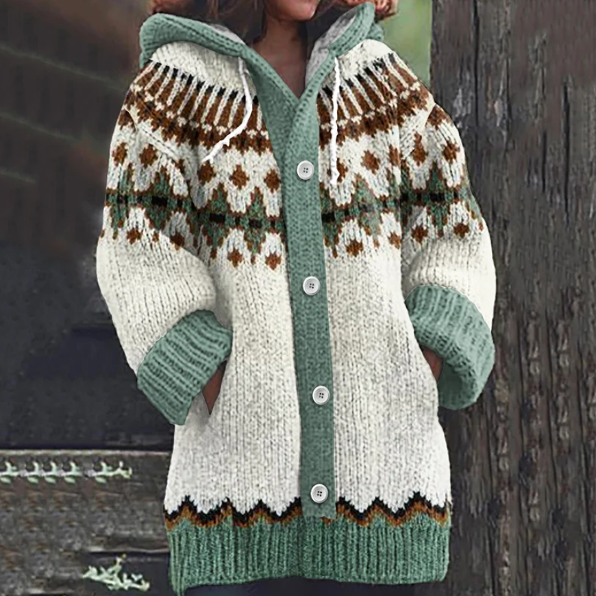 Holland | Nordic Pattern Hooded Cardigan