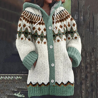 Holland | Nordic Pattern Hooded Cardigan