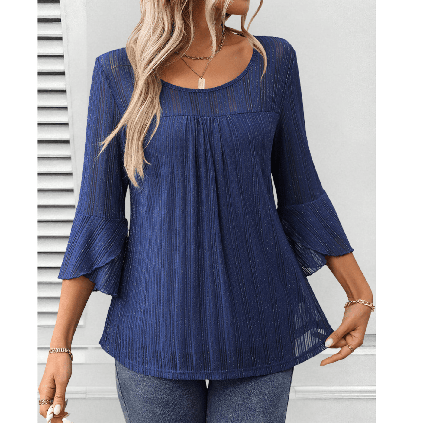 Colette | Sheer Flared Sleeve Blouse