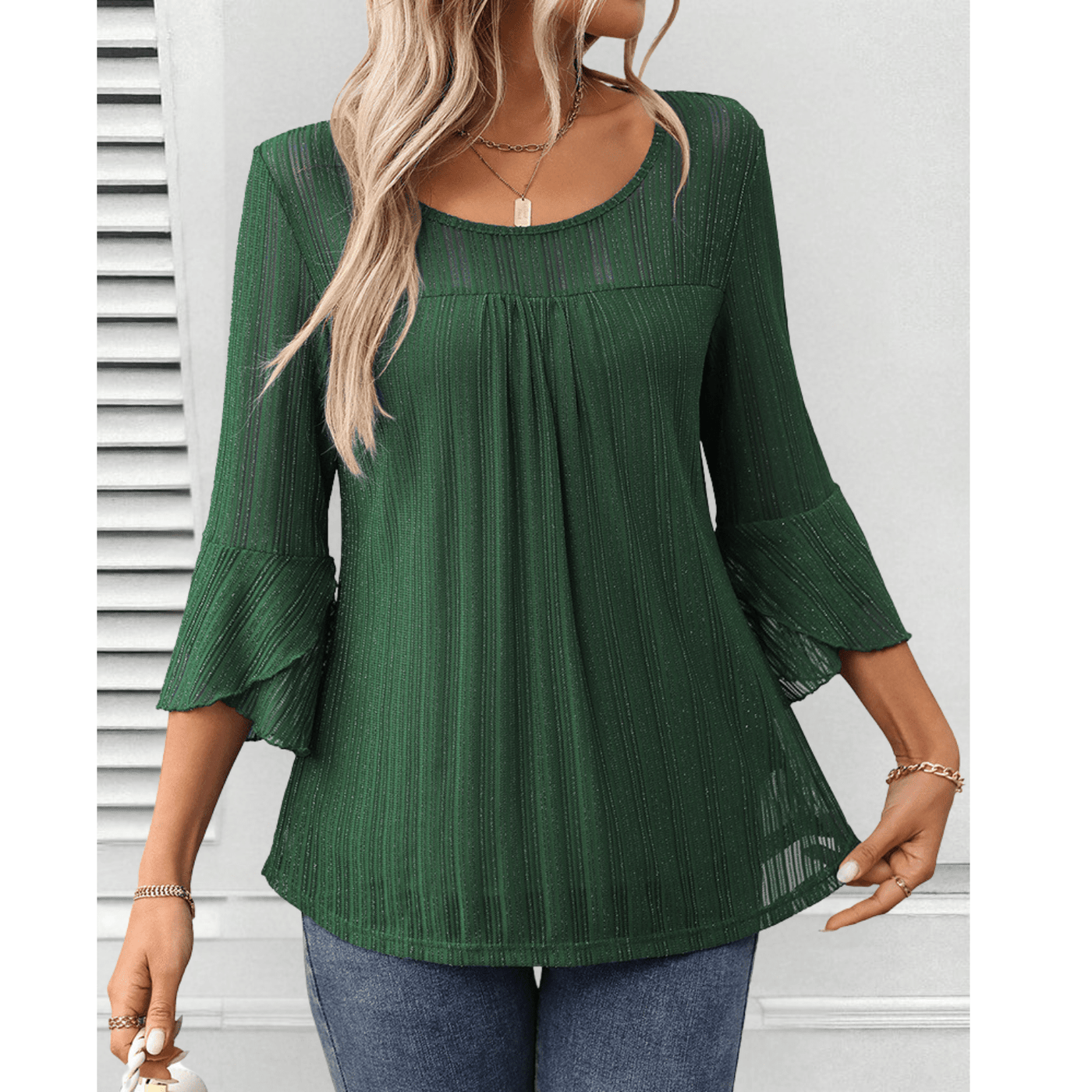 Colette | Sheer Flared Sleeve Blouse