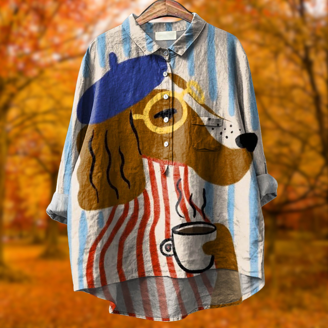 Charlie | Artistic Dog & Coffee Print Shirt