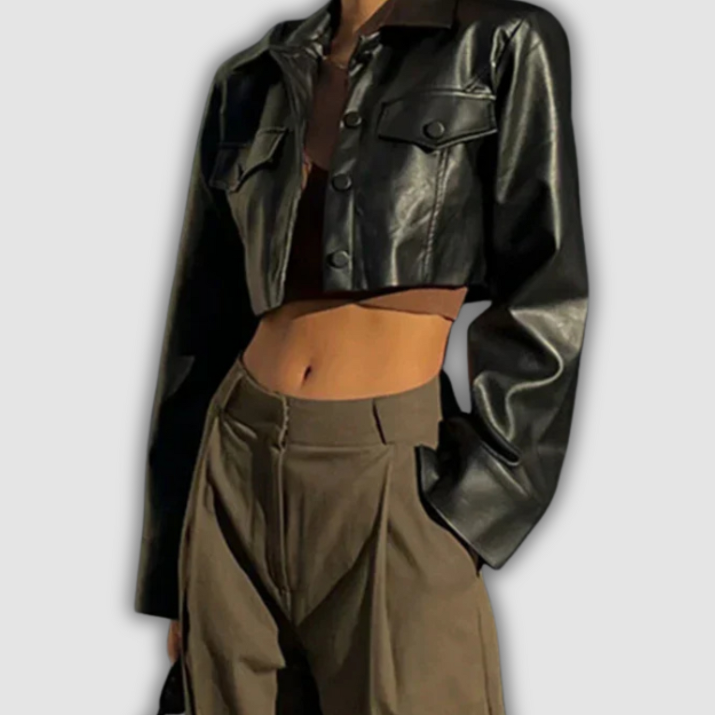 Reagan | Cropped Leather Jacket