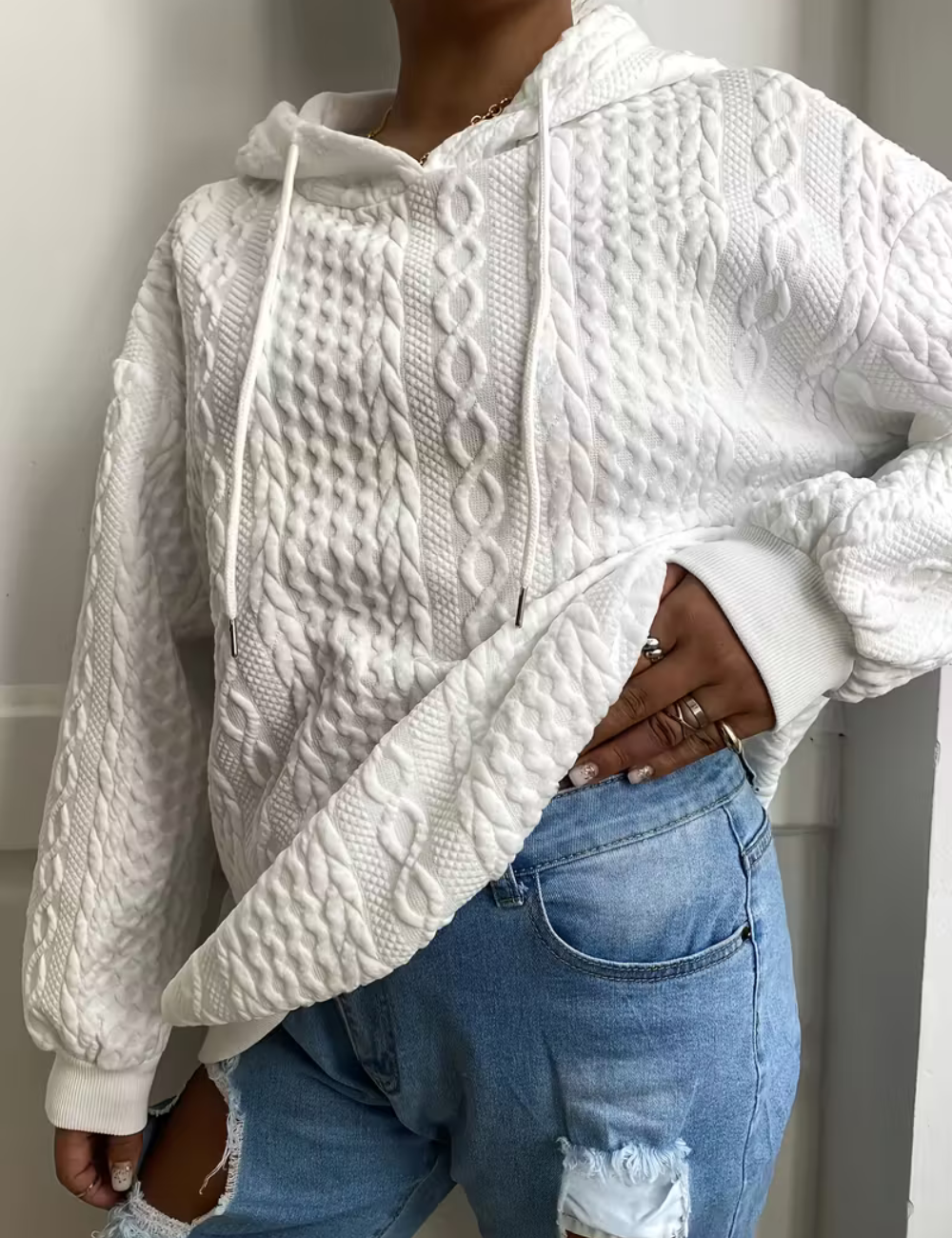 Nicole | Cable Knit Hoodie Sweater