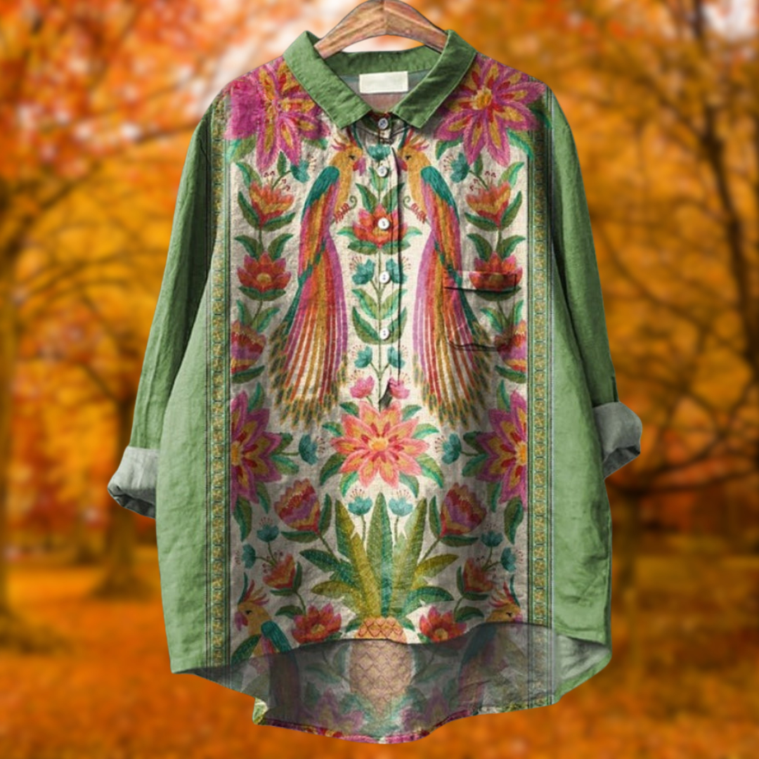Lina | Vibrant Floral Embroidered Shirt