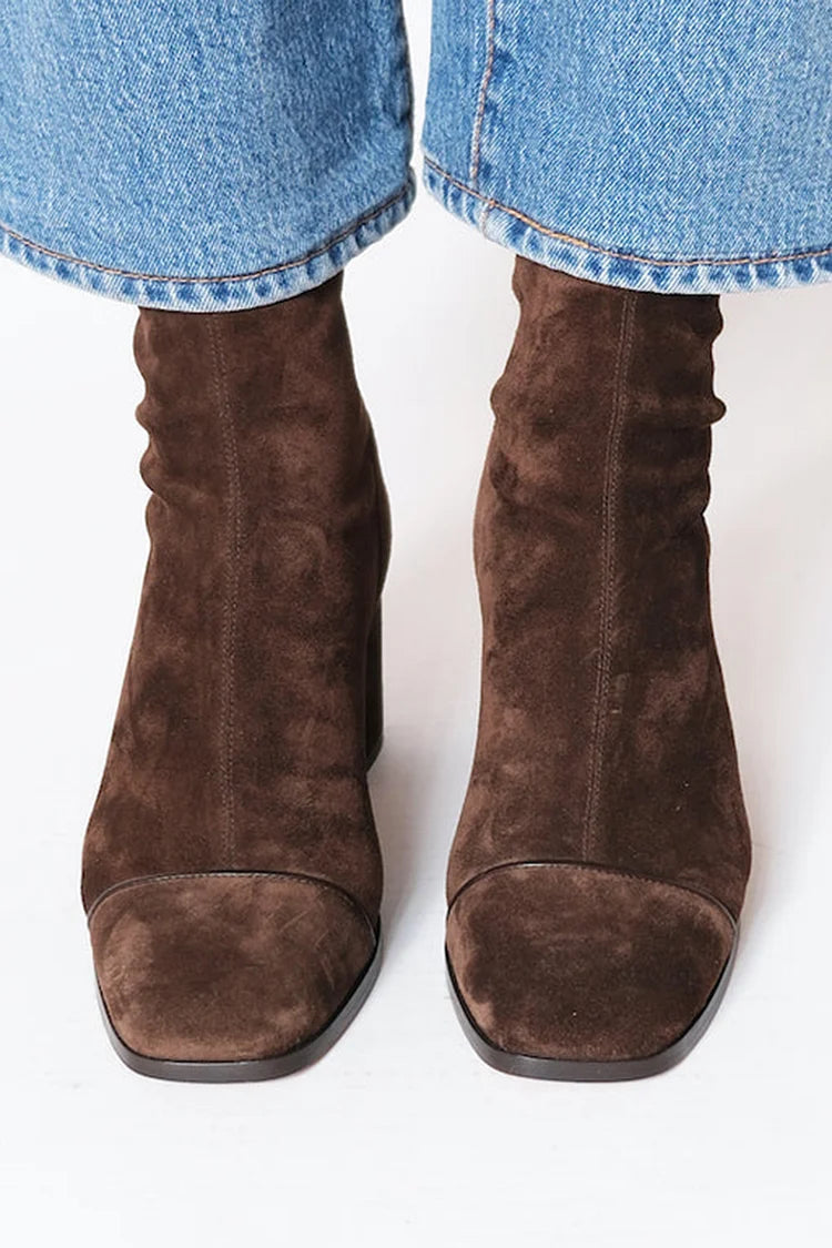 Elise | Velvet Square-Toe Boots