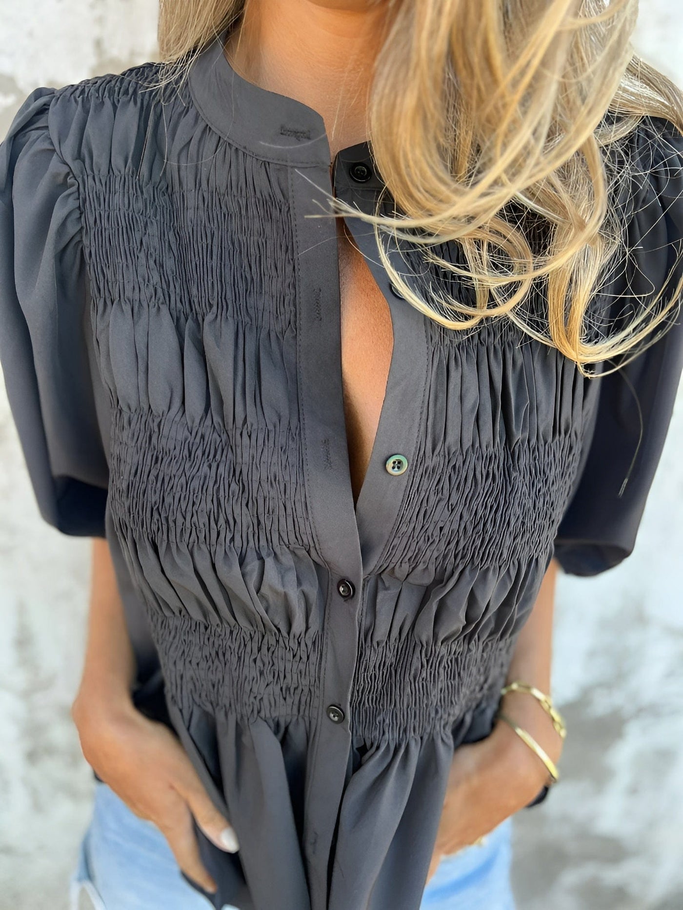 Helene | Smocked Peplum Blouse