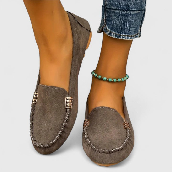 Kacey | Suede Loafers with Stitch Detail