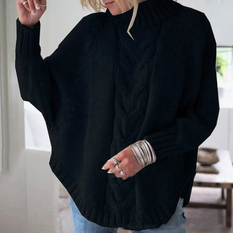 Tracey | Relaxed Cable Poncho Sweater