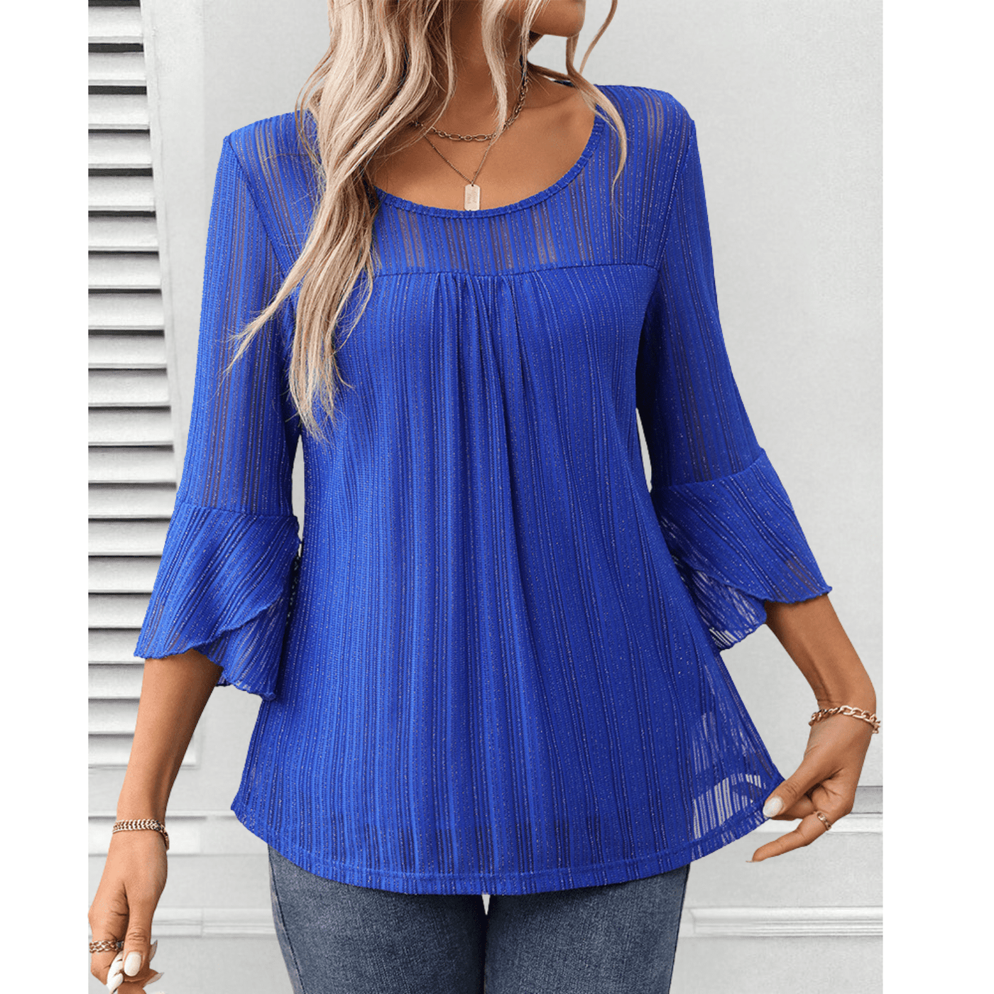 Colette | Sheer Flared Sleeve Blouse