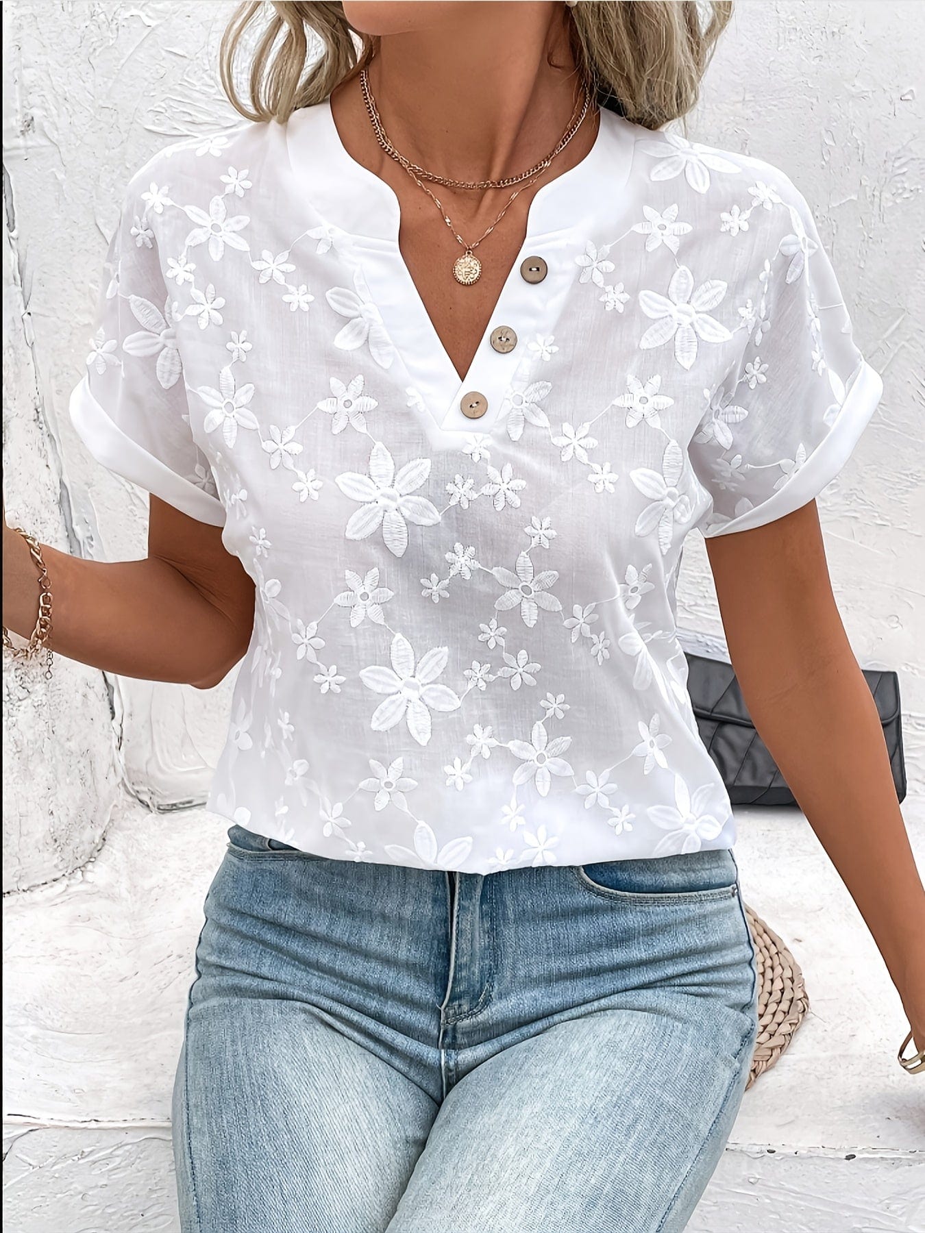 Liana | Embroidered V-Neck Blouse
