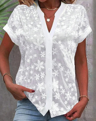 Celeste | Embroidered Lace Blouse