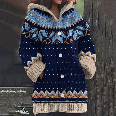 Keanna | Nordic Pattern Hooded Cardigan