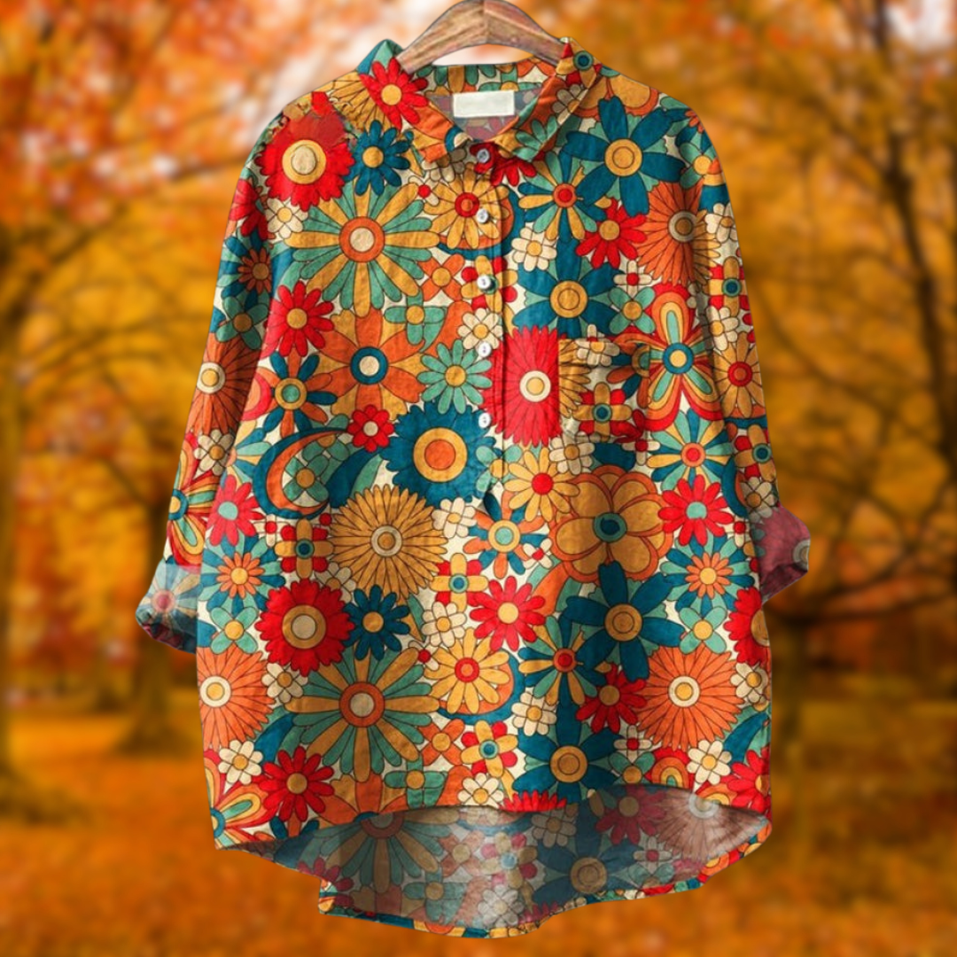 Lina | Vibrant Floral Embroidered Shirt