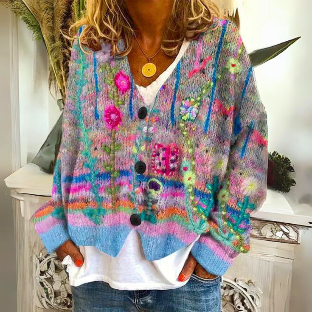 Monica | Boho Patchwork Knit Cardigan