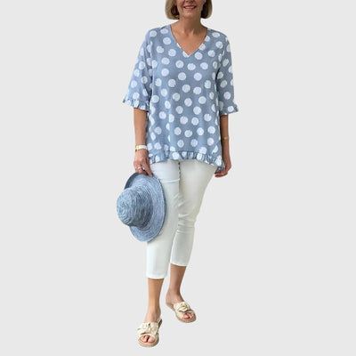 Gabriela | Polka Dot Ruffle Blouse