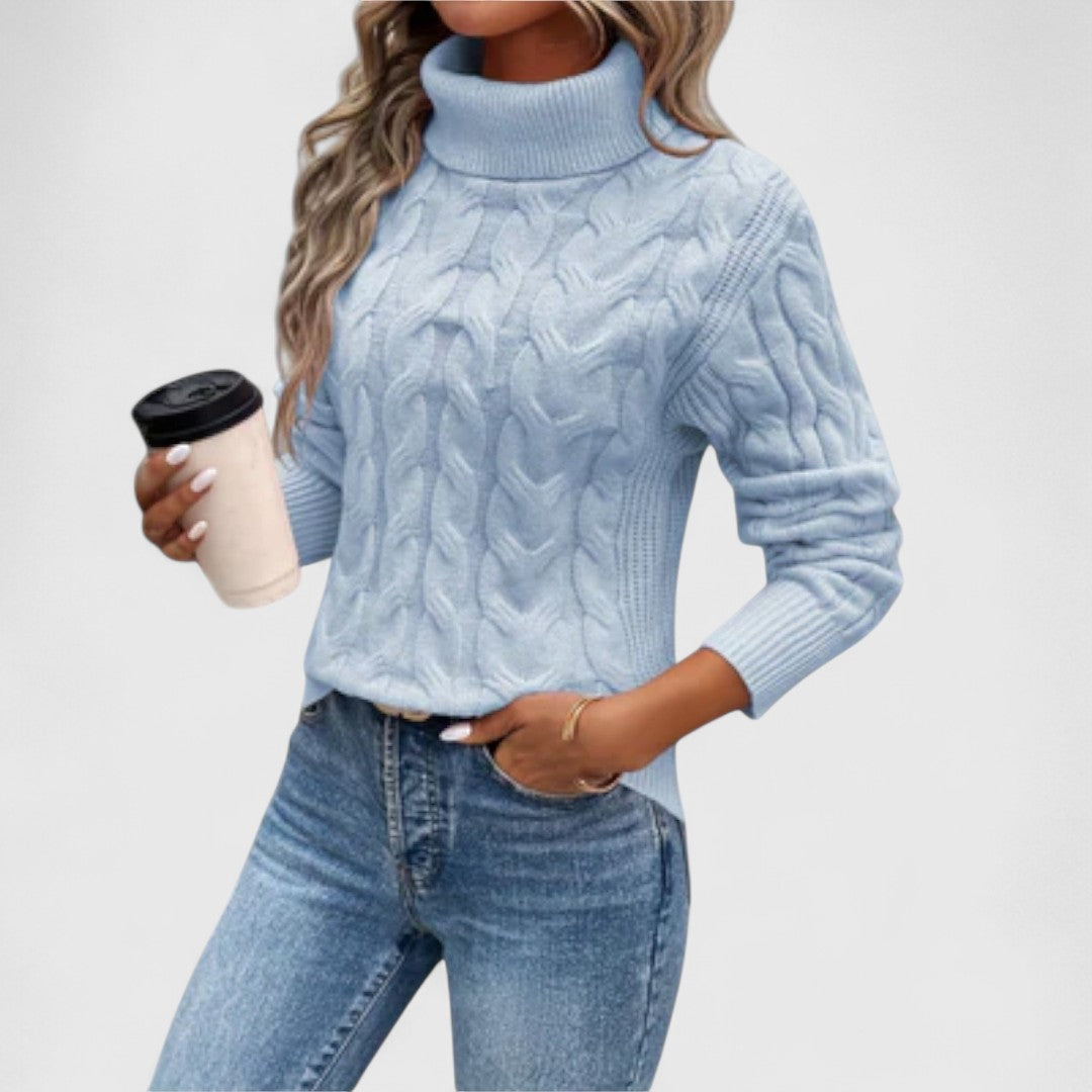 Kassandra | Classic Turtleneck Cable Sweater