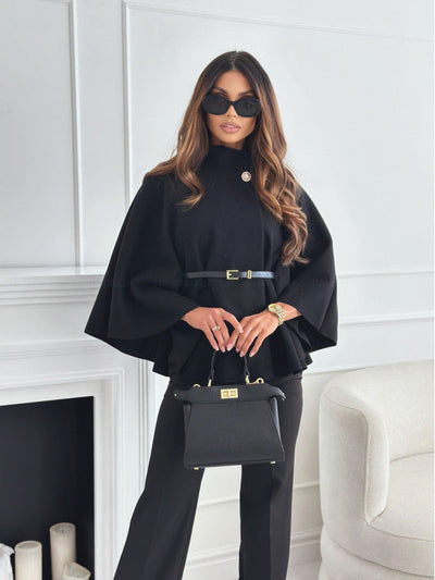 Daphne | Chic Belted Poncho Top