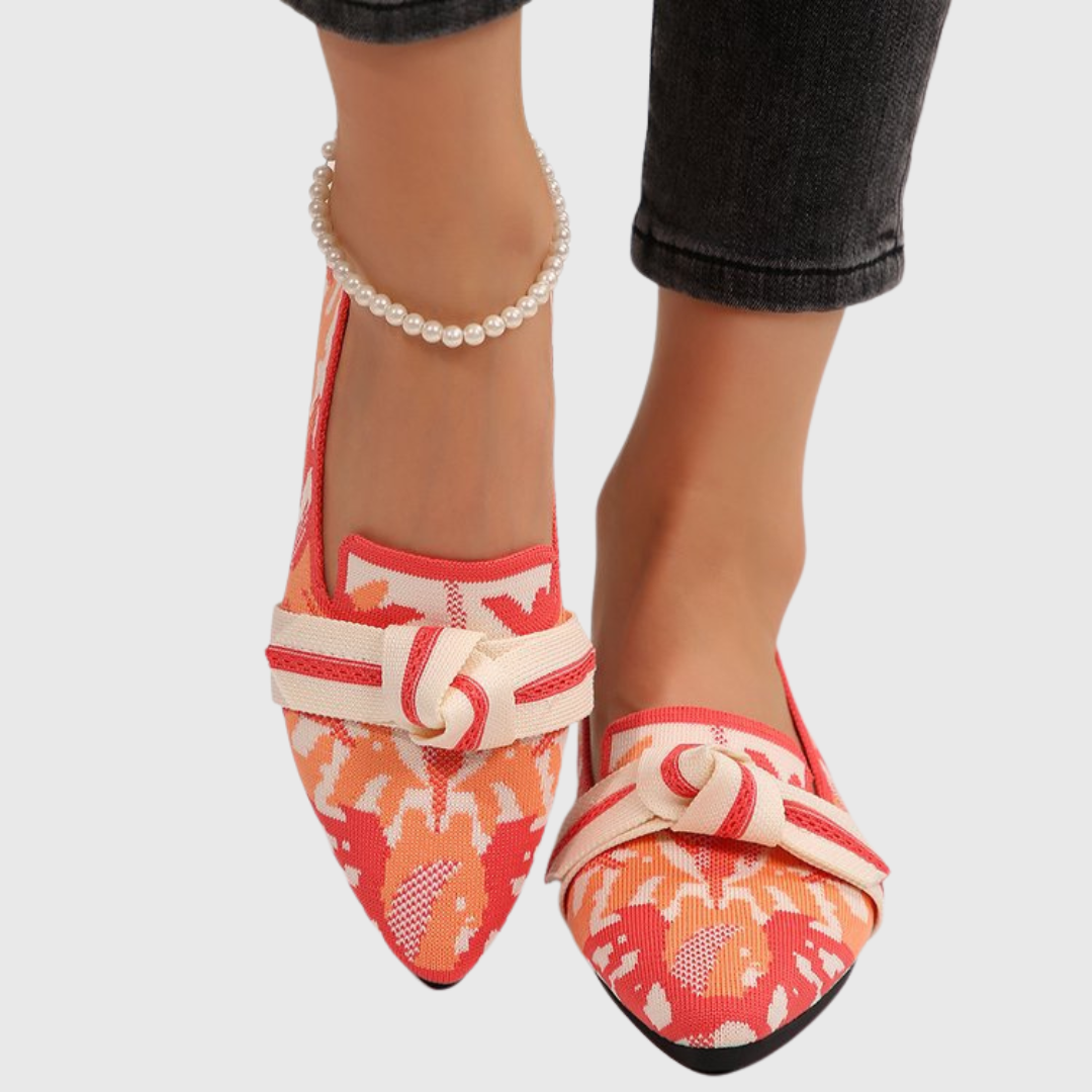 Sandra | Patterned Loafers with Bow
