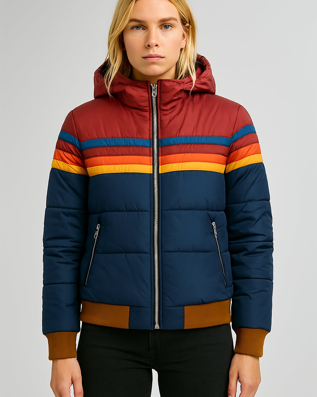 Marina | Retro Stripe Puffer Jacket