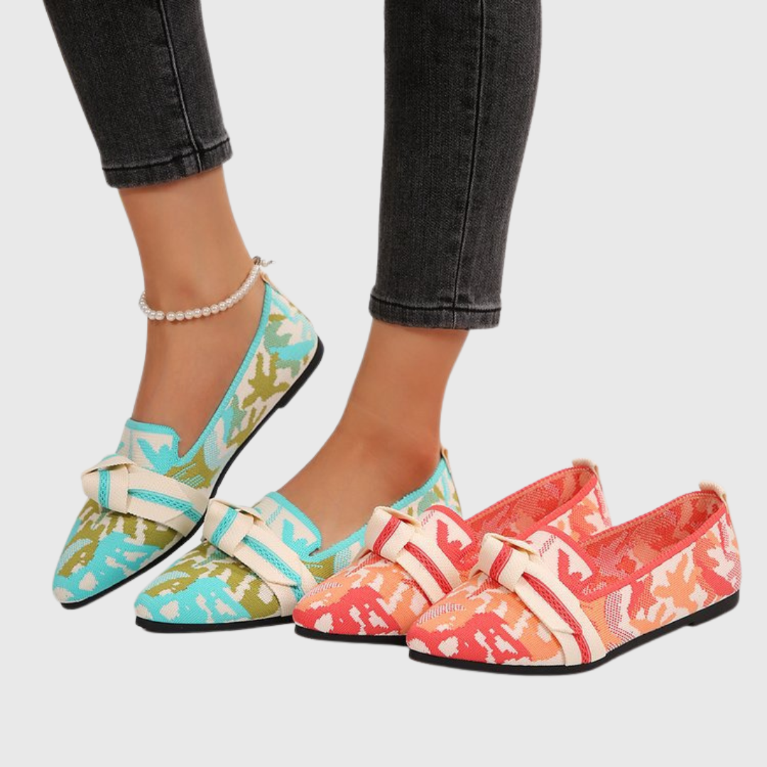 Sandra | Patterned Loafers with Bow