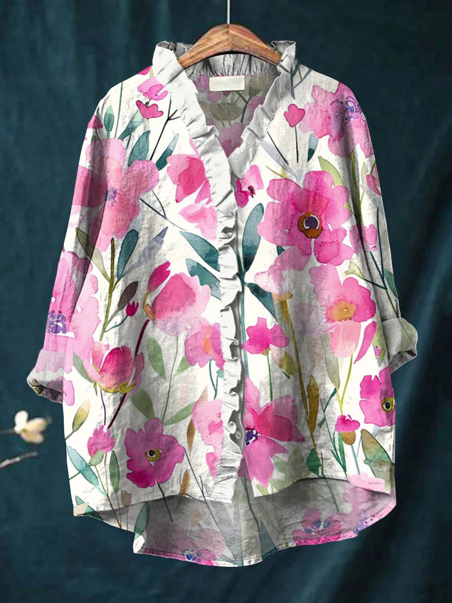 Caroline | Watercolor Floral Blouse