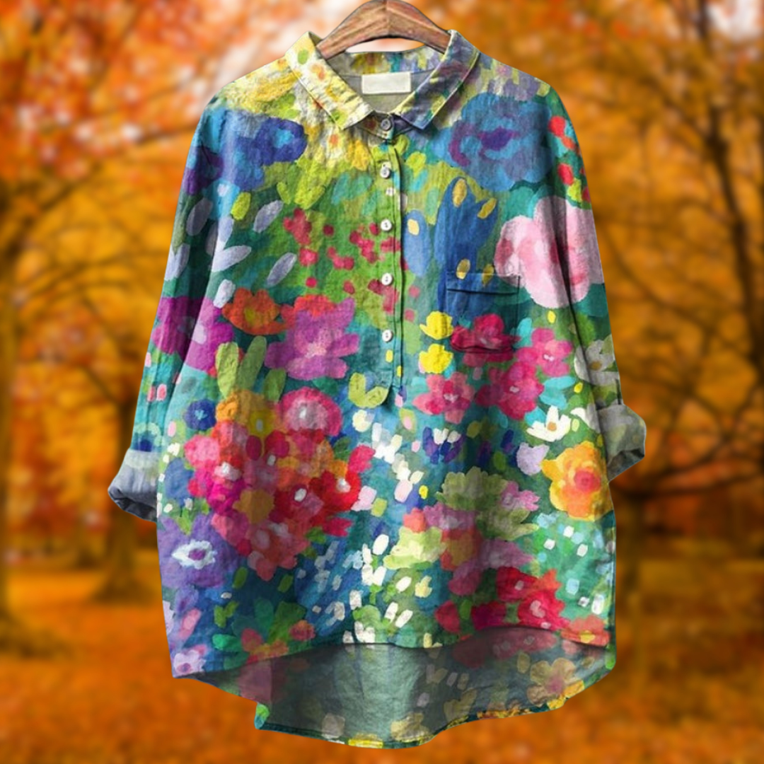 Lina | Vibrant Floral Embroidered Shirt