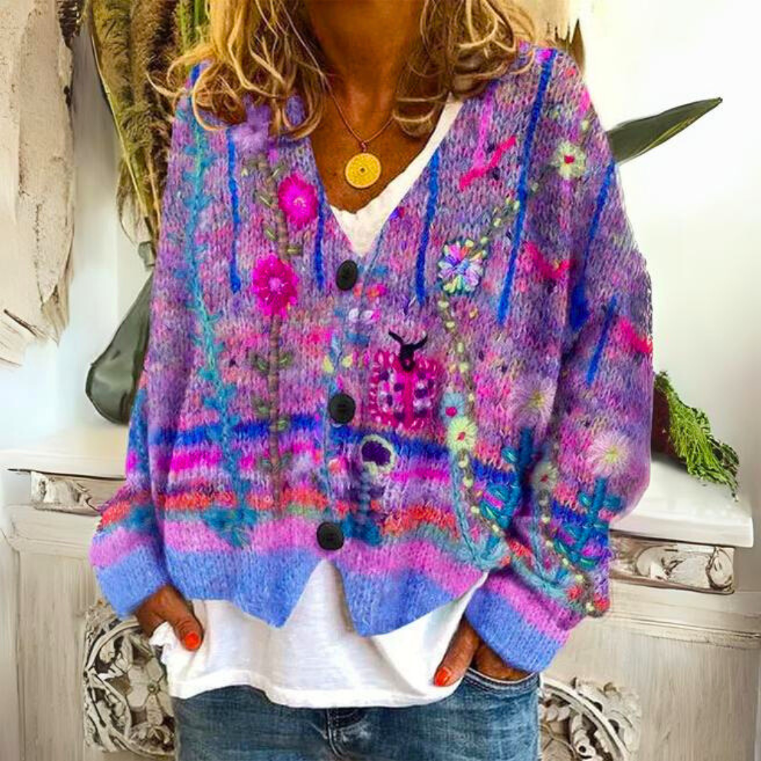 Monica | Boho Patchwork Knit Cardigan
