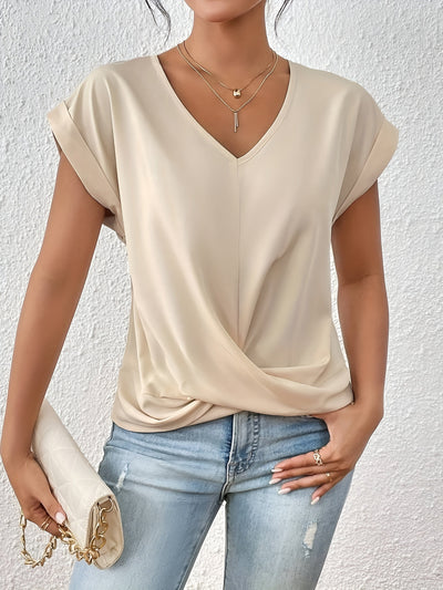 Kathleen | Twist Front V-Neck Blouse