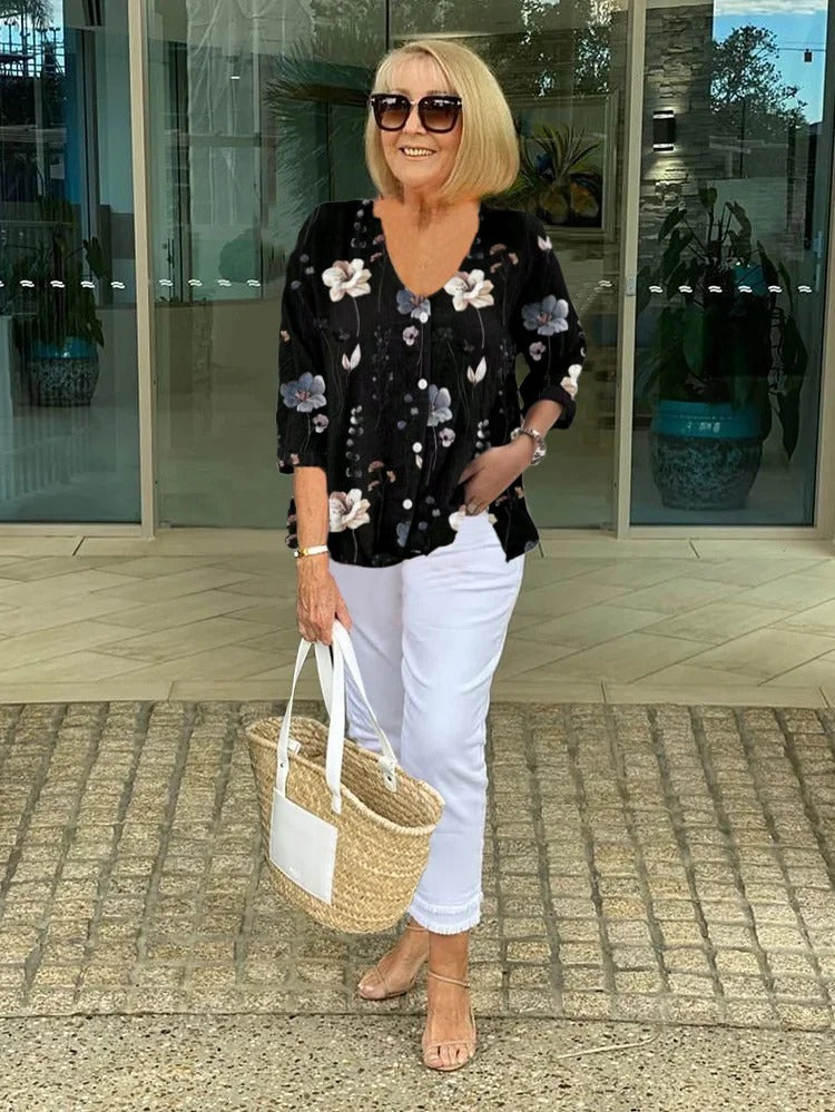 Daphne | Classic Floral Blouse