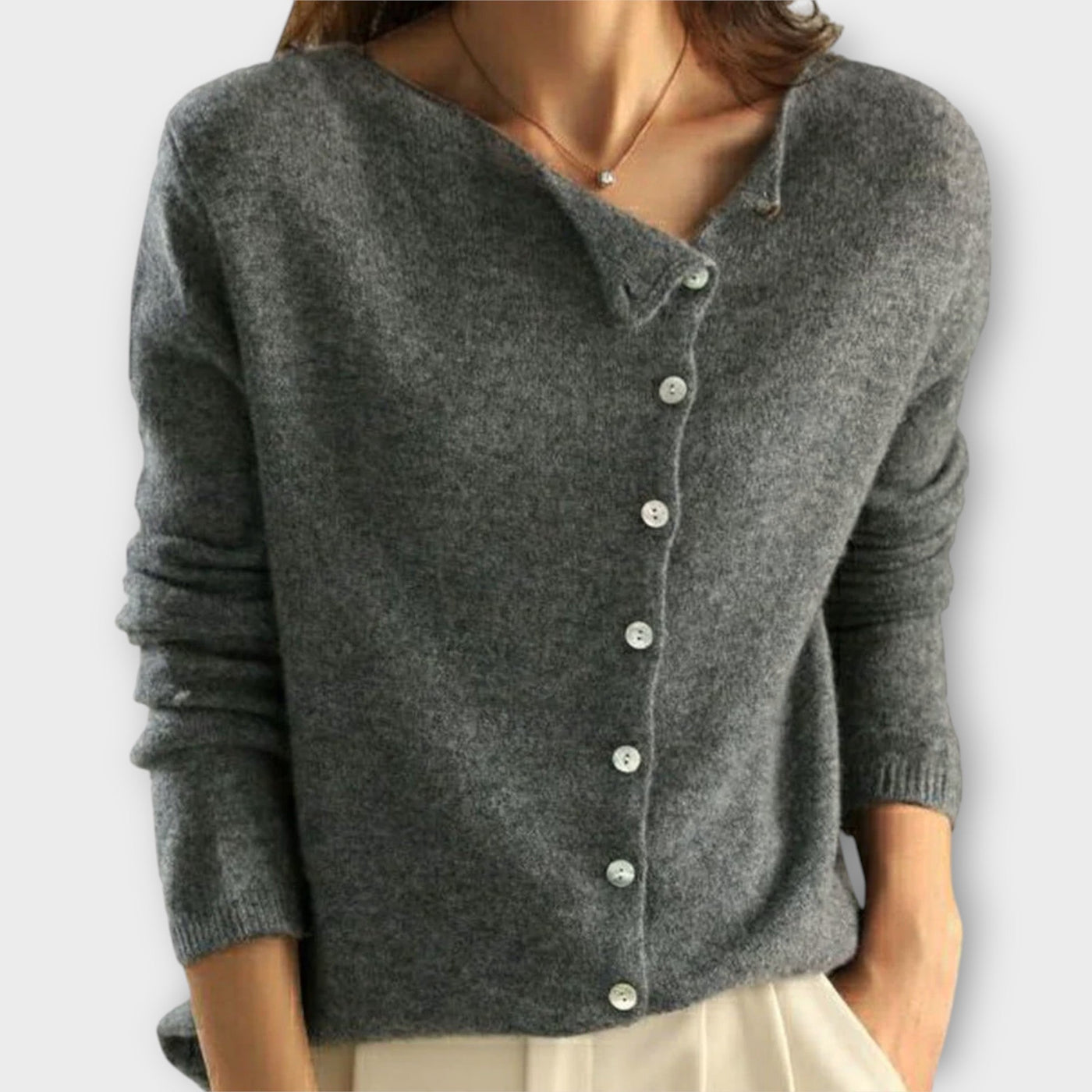 Regina | Asymmetrical Button Cardigan