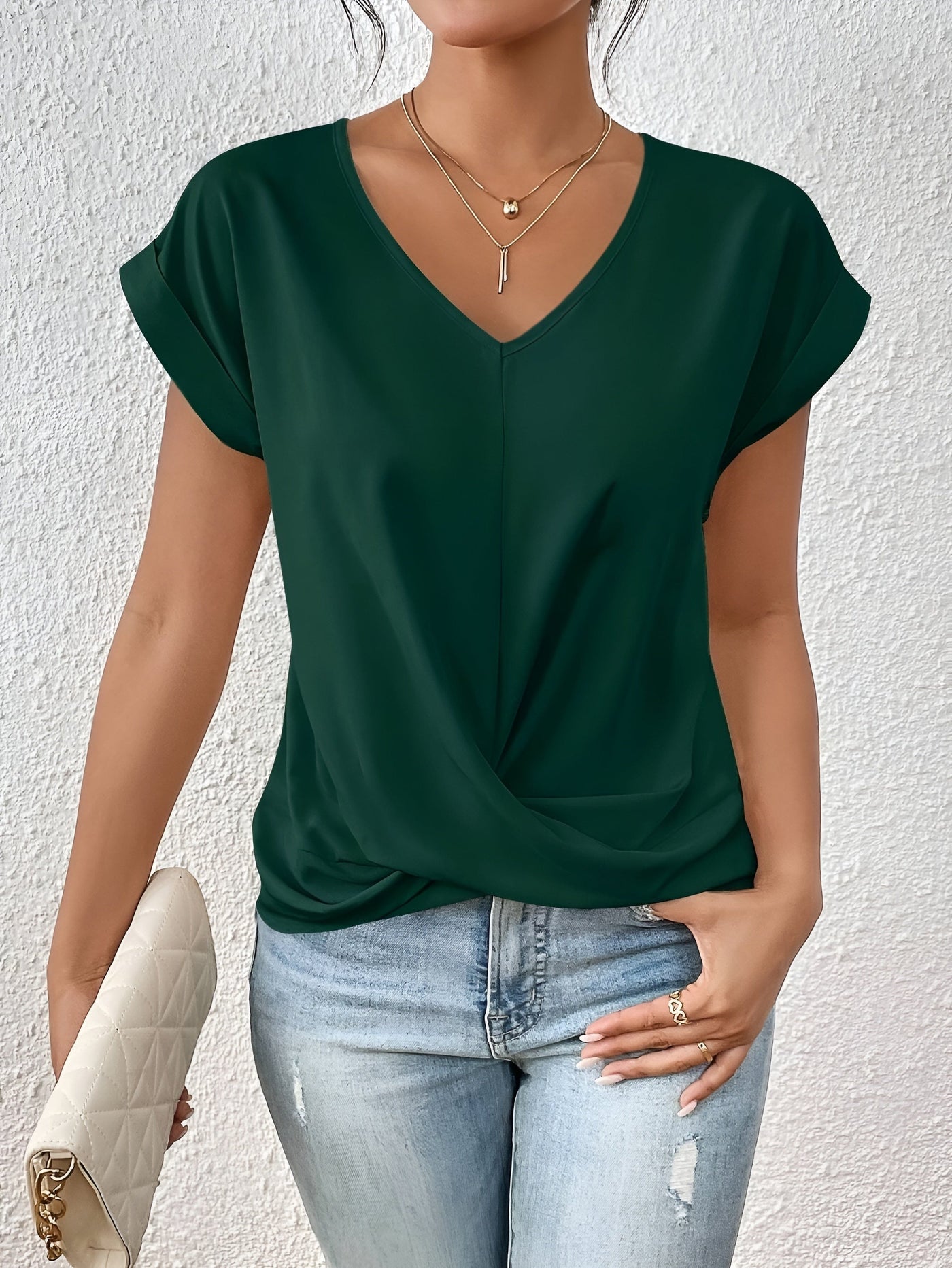Kathleen | Twist Front V-Neck Blouse