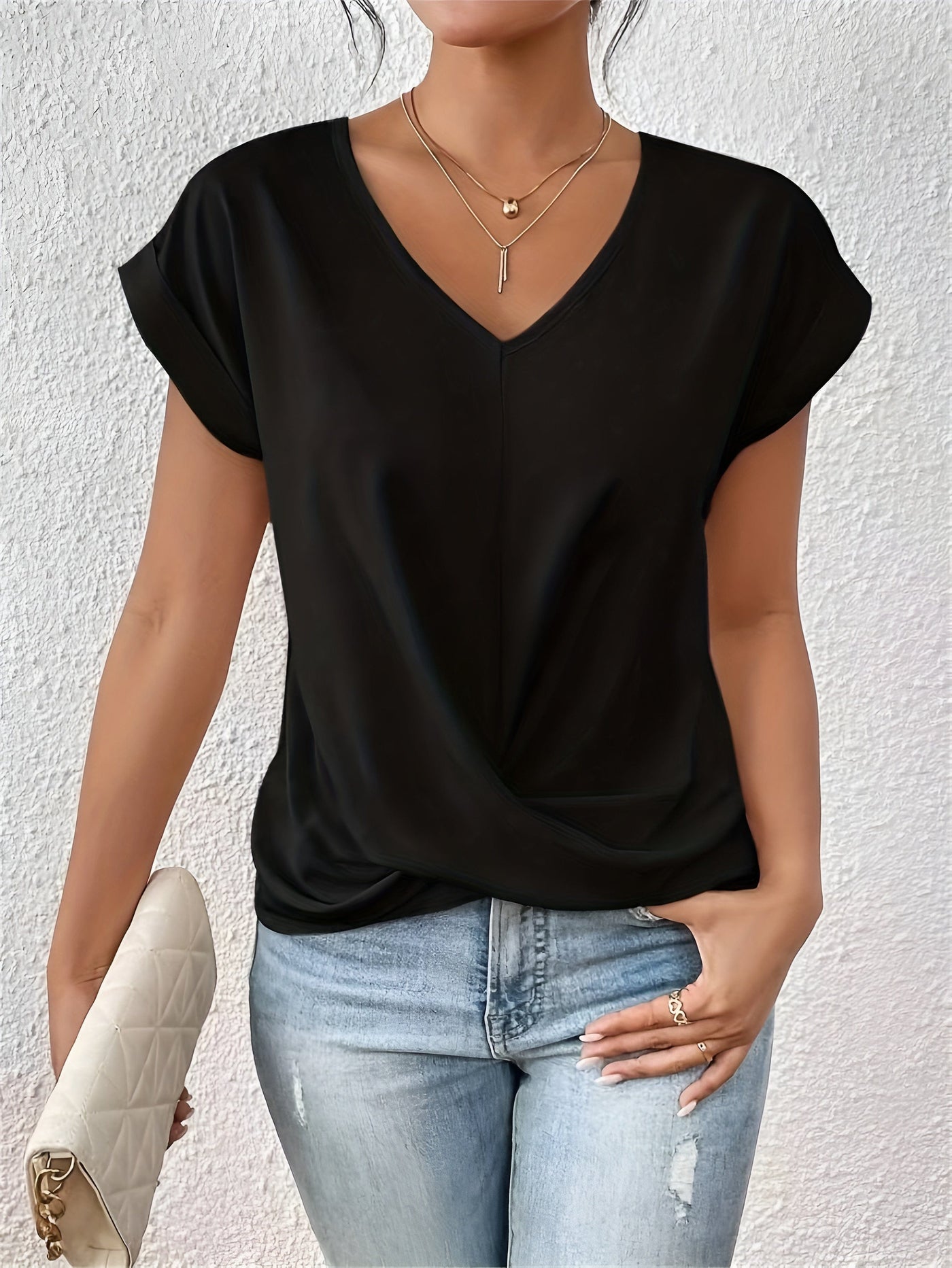 Kathleen | Twist Front V-Neck Blouse